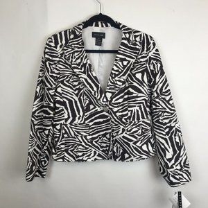NWT Focus 2000 Brown White Zebra Jacket Blazer Sui